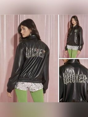 Wicked Movie X Forever 21 Faux Leather Rhinestone Jacket Limited Edition M NWT